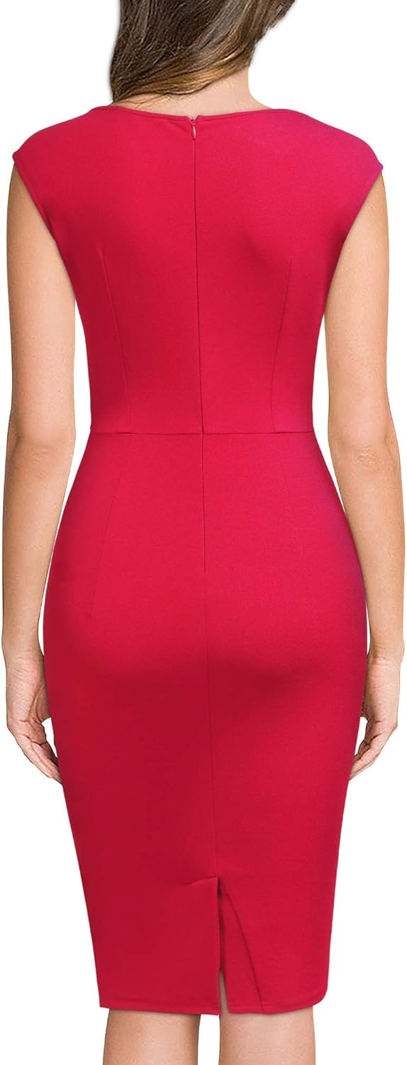 Miusol Women's Retro Ruffle Style Slim Work Pencil Dress