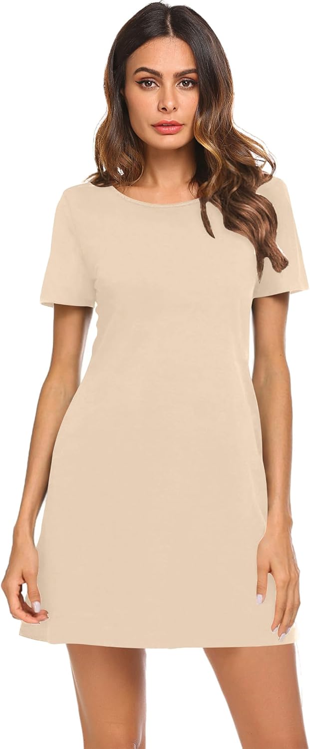 Feager Women's Casual Striped Criss Cross Short Sleeve T Shirt Dress