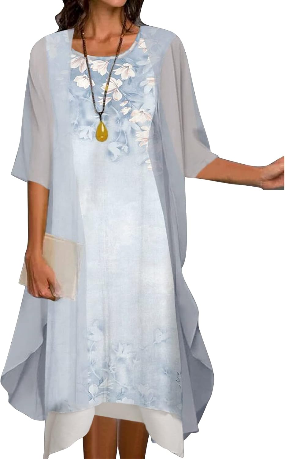 Honwenle Women's Linen Dress 2 Piece Outfit Floral Sleeveless Loose Maxi Summer Dresses with Jacket Formal Casual