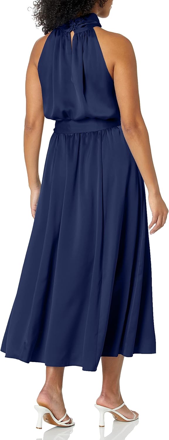Anne Klein Womens Satin Halter Midi Dress