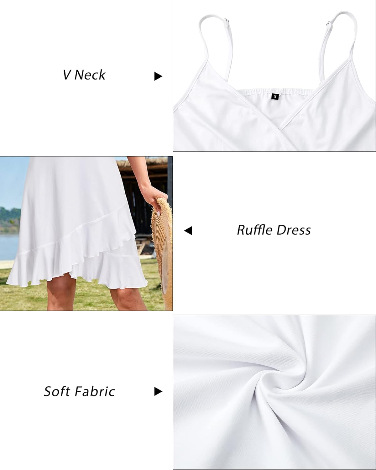 ULTRANICE Womens Summer Dresses Floral V Neck Ruffled Hem Spaghetti Spring Casual Beach Outfits Flowy Wrap Sun Dress