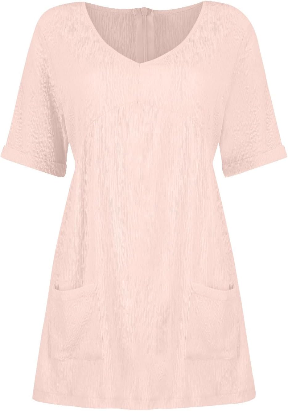 hlysgo Womens Summer Dresses 2024 Casual Loose Fit Short Sleeve V Neck Mini Dress Trendy Vacation Tshirt Dress with Pockets