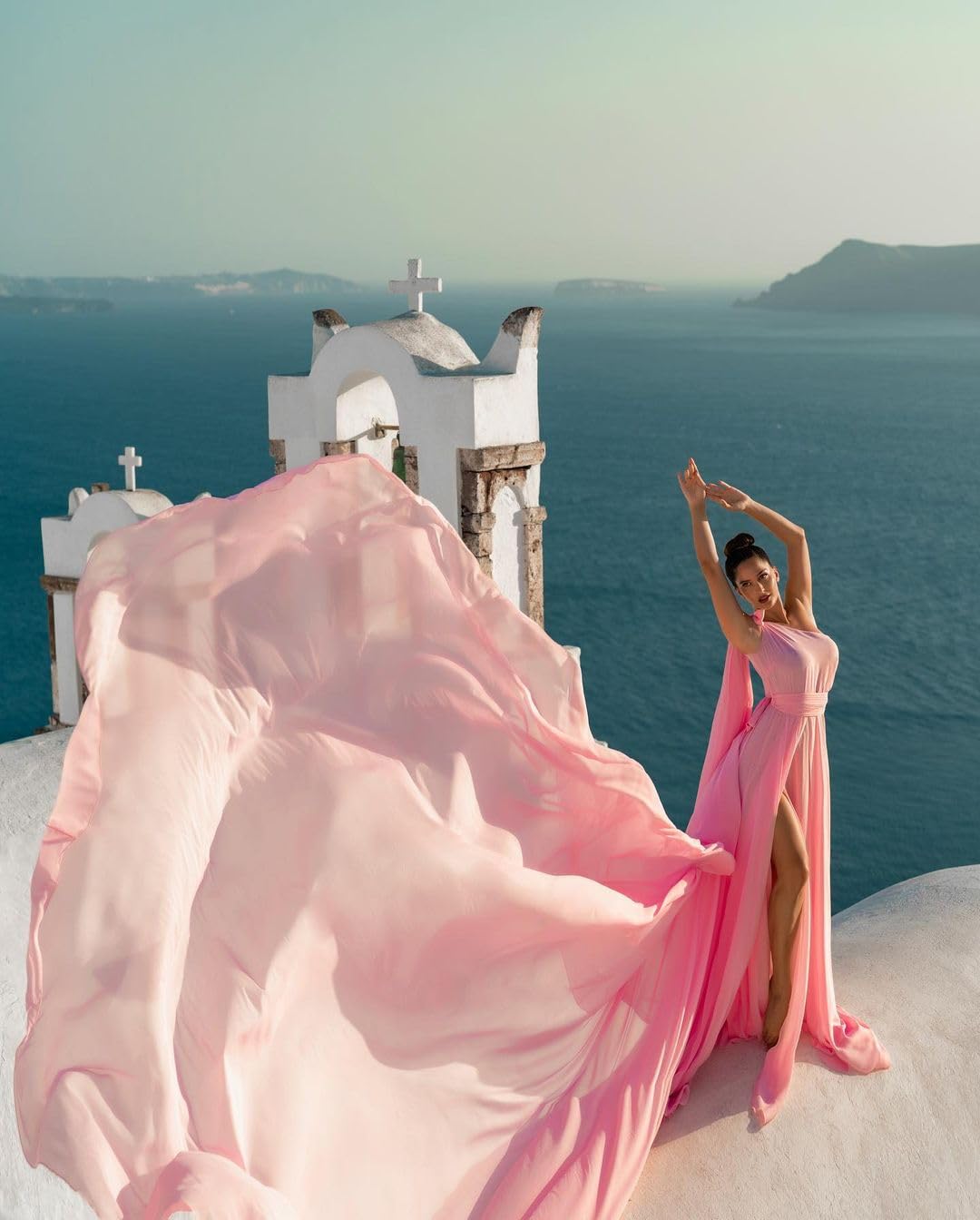 One shoulder dress | Photography Dress| Long Flying Dress | Flying Dress for Photoshoot| Long Train Dress | Photoshoot Dress | Flowy Dress | Satin Dress | Santorini Flying Dress