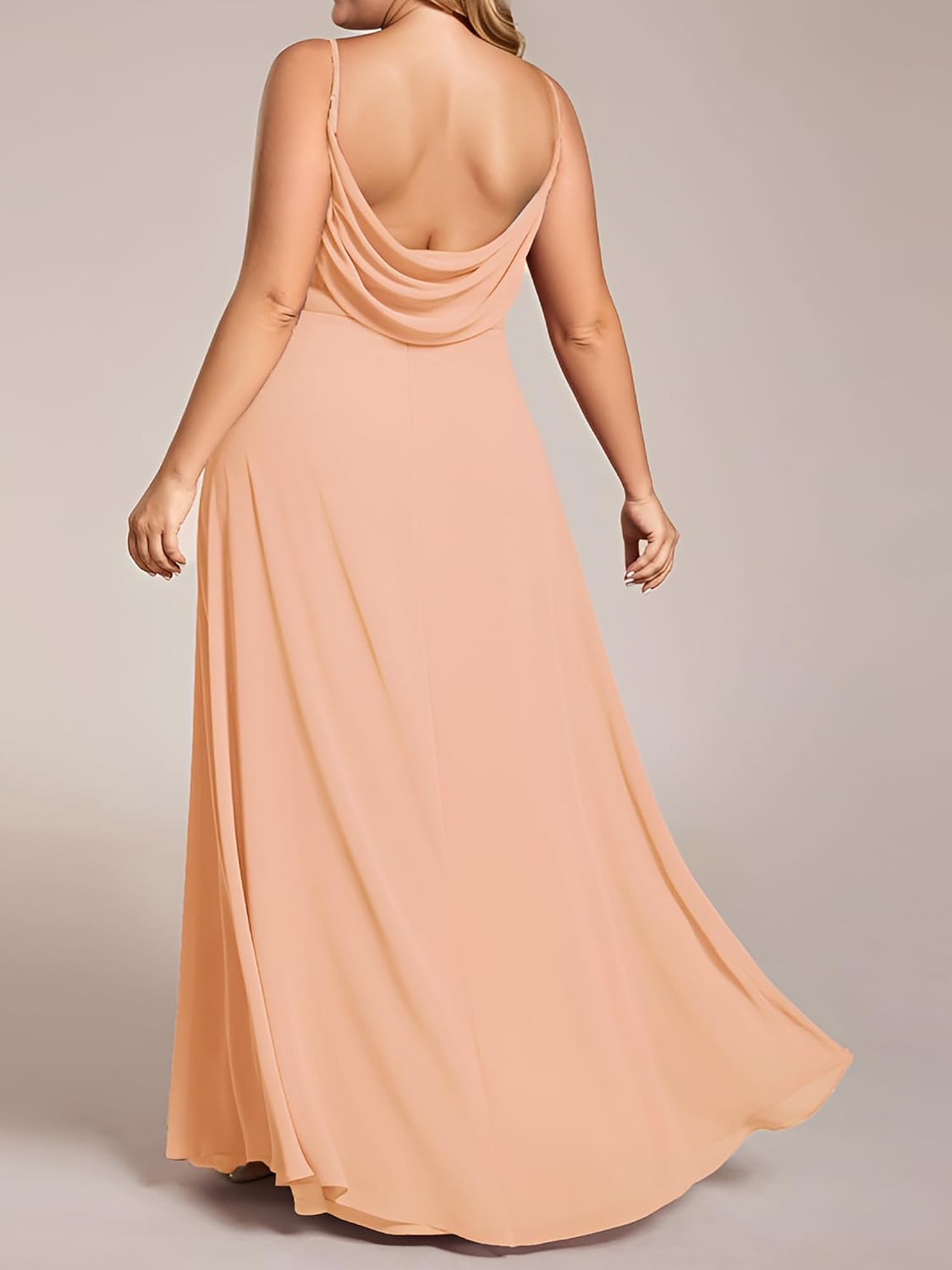 Ever-Pretty Women's Summer Chiffon Pleated Plus Size Bridesmaid Dresses Sleeveless Formal Gown with Spaghetti Straps