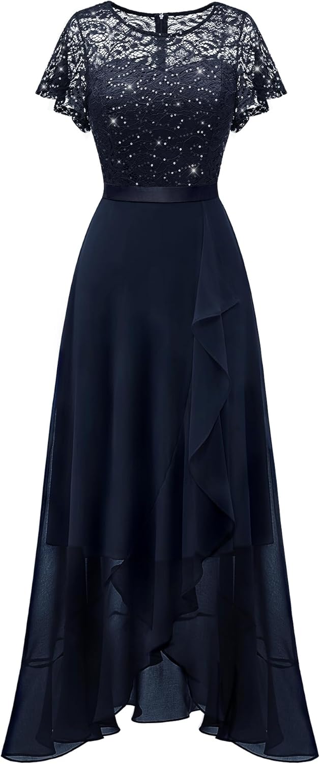 BeryLove Formal Dresses for Women 2025 Wedding Guest with Slit Cocktail Elegant Lace Long Prom Dress
