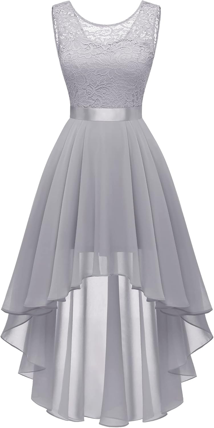 BeryLove Cocktail Prom Dresses 2025 Formal Wedding Guest Dresses Sleeveless Lace High Low Homecoming Dress