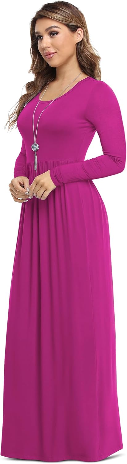 VIISHOW Women's Long Sleeve Loose Plain Maxi Dresses Casual Long Dresses with Pockets