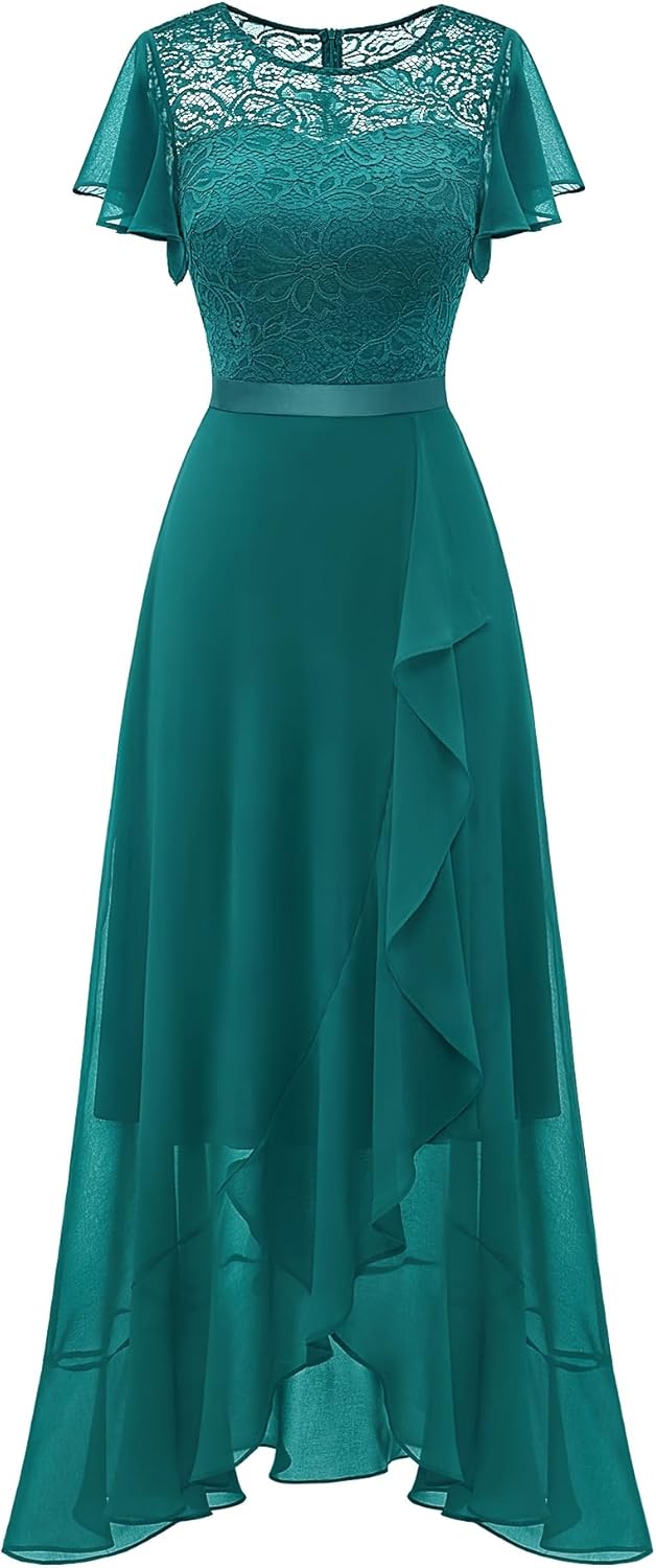 BeryLove Formal Dresses for Women 2025 Wedding Guest with Slit Cocktail Elegant Lace Long Prom Dress