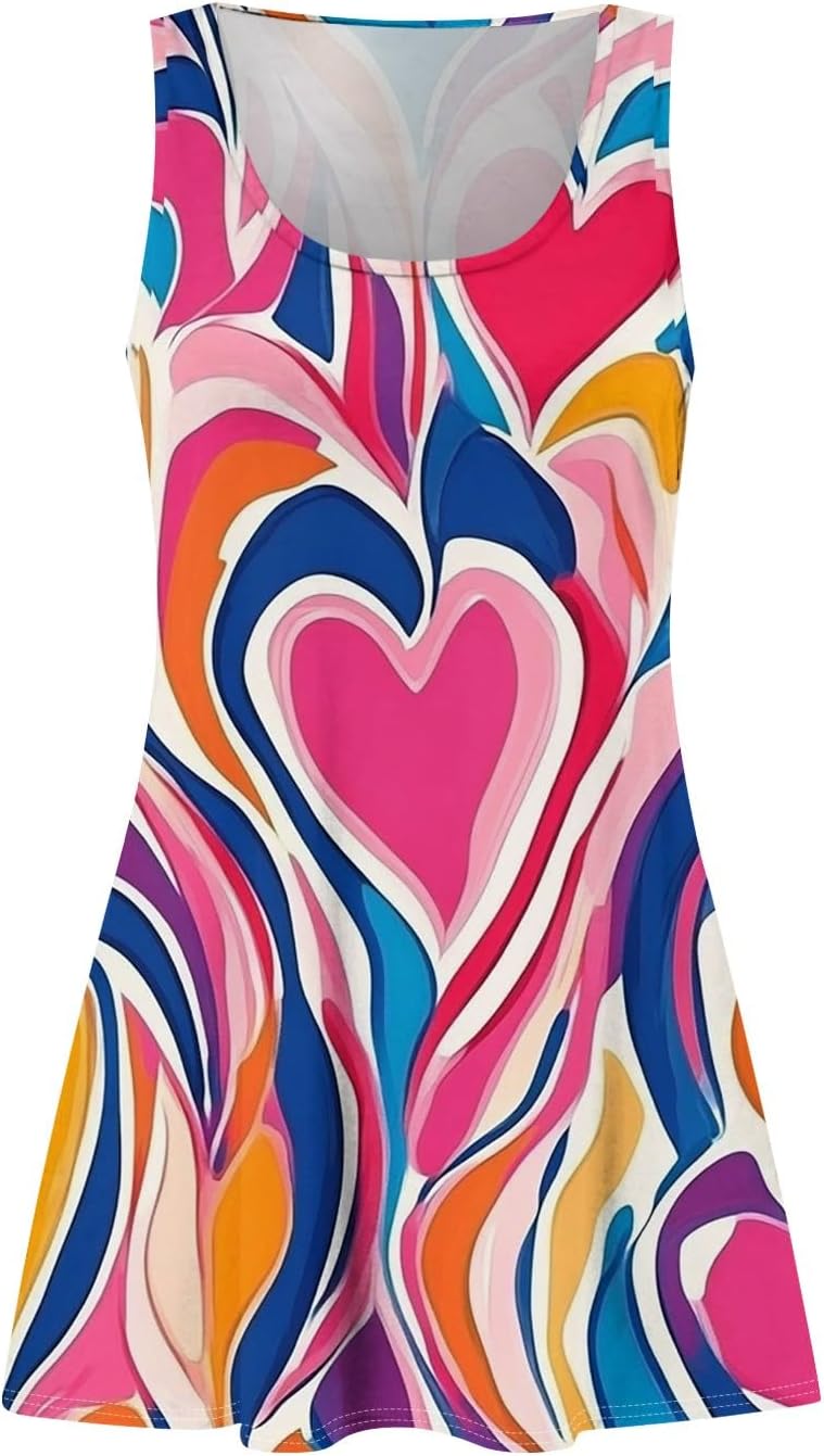 Women's Casual Sundress with Pockets Summer Boho Beach Dress,Holiday Hresses for Woment-Shirts Dress U Neck Loose Tank