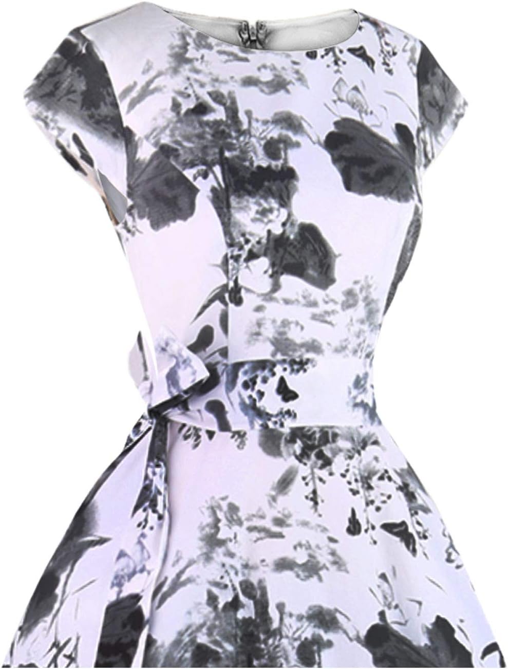 PUKAVT Women's 1950 Boatneck Cap Sleeve Vintage Swing Cocktail Party Dress with Pockets