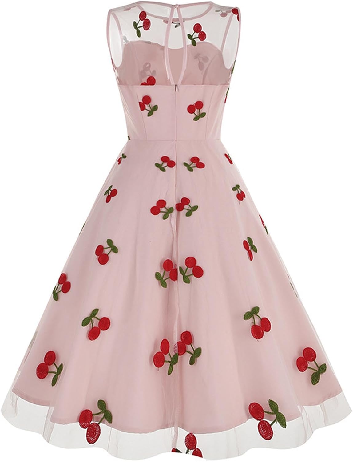 HGps8w Vintage Cocktail Dress for Women, Elegant Butterfly Embroidered Lace V Neck Sleeveless A-Line Party Swing Dresses