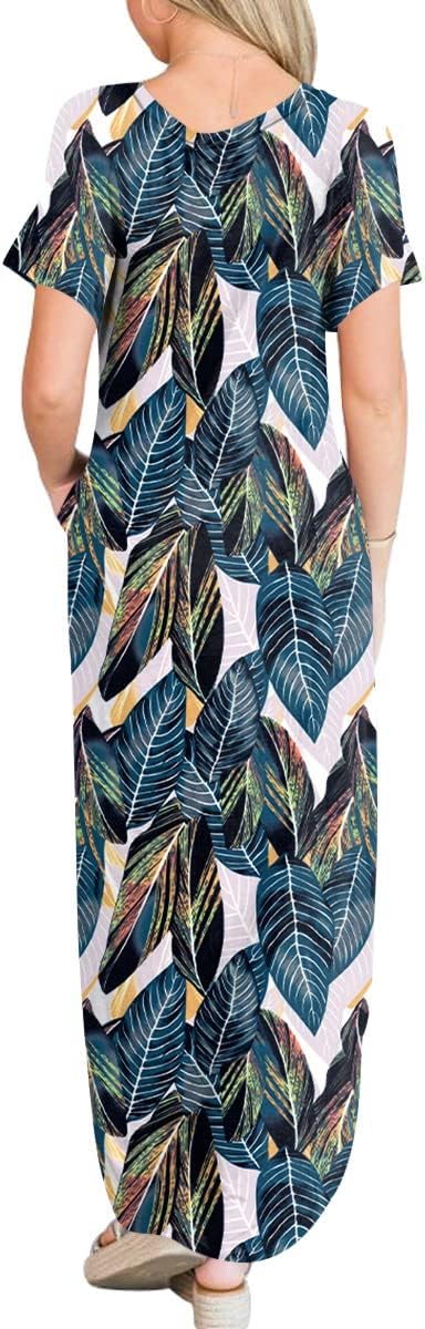 ANRABESS Women's Summer Casual Loose Short Sleeve Long T Shirt Dress Split Maxi Beach Sundress Travel Vacation Outfits