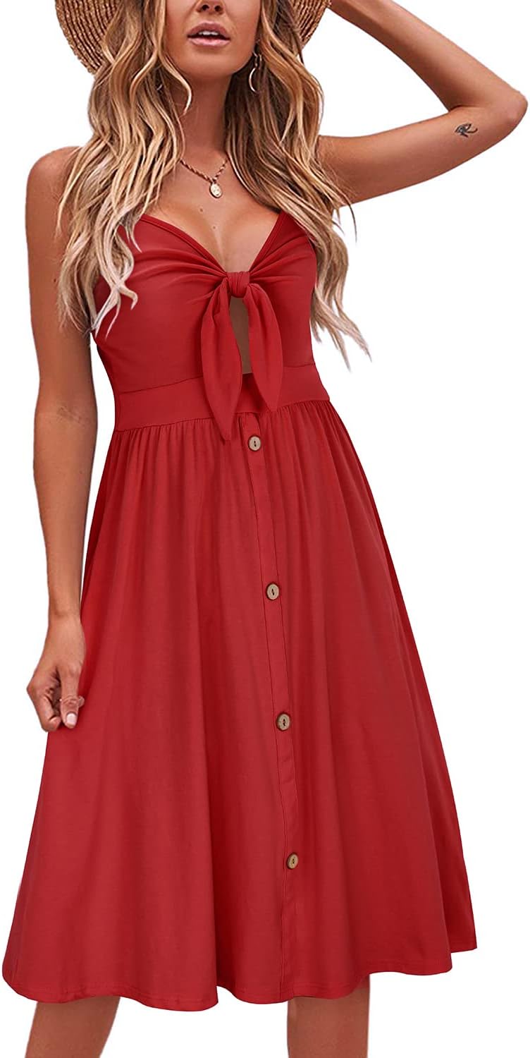 VOTEPRETTY Women's Summer Dresses Spring Sundresses Beach Clothes Outfit Vacation 2024 V Neck Casual Tropical Resort Hawaiian