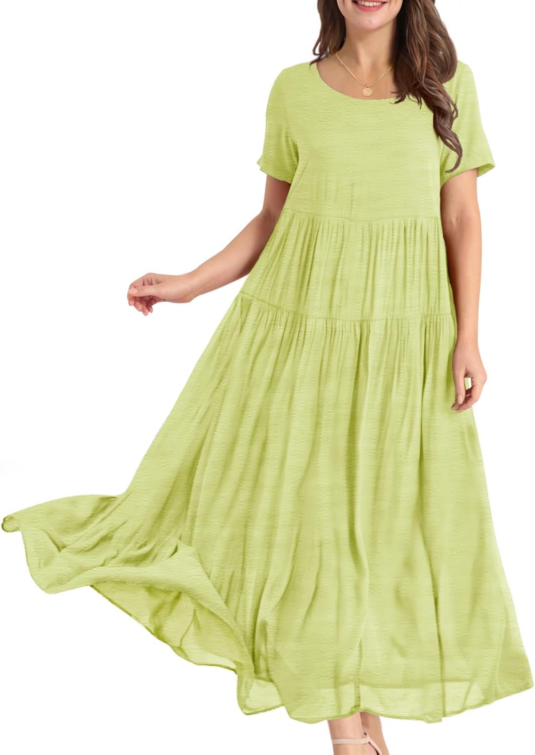 YESNO Women Casual Loose Bohemian Floral Dress with Pockets Short Sleeve Long Maxi Summer Beach Swing Dress EJF