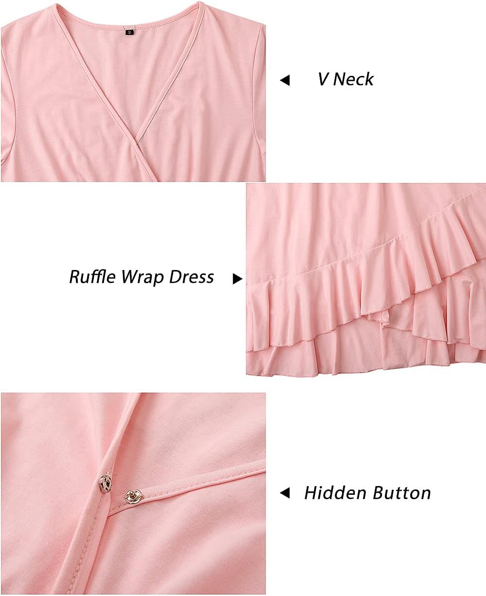 ULTRANICE Womens Summer Dresses Floral V Neck Ruffled Hem Spaghetti Spring Casual Beach Outfits Flowy Wrap Sun Dress