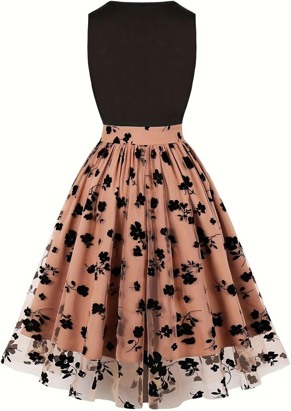 HGps8w Vintage Cocktail Dress for Women, Elegant Butterfly Embroidered Lace V Neck Sleeveless A-Line Party Swing Dresses
