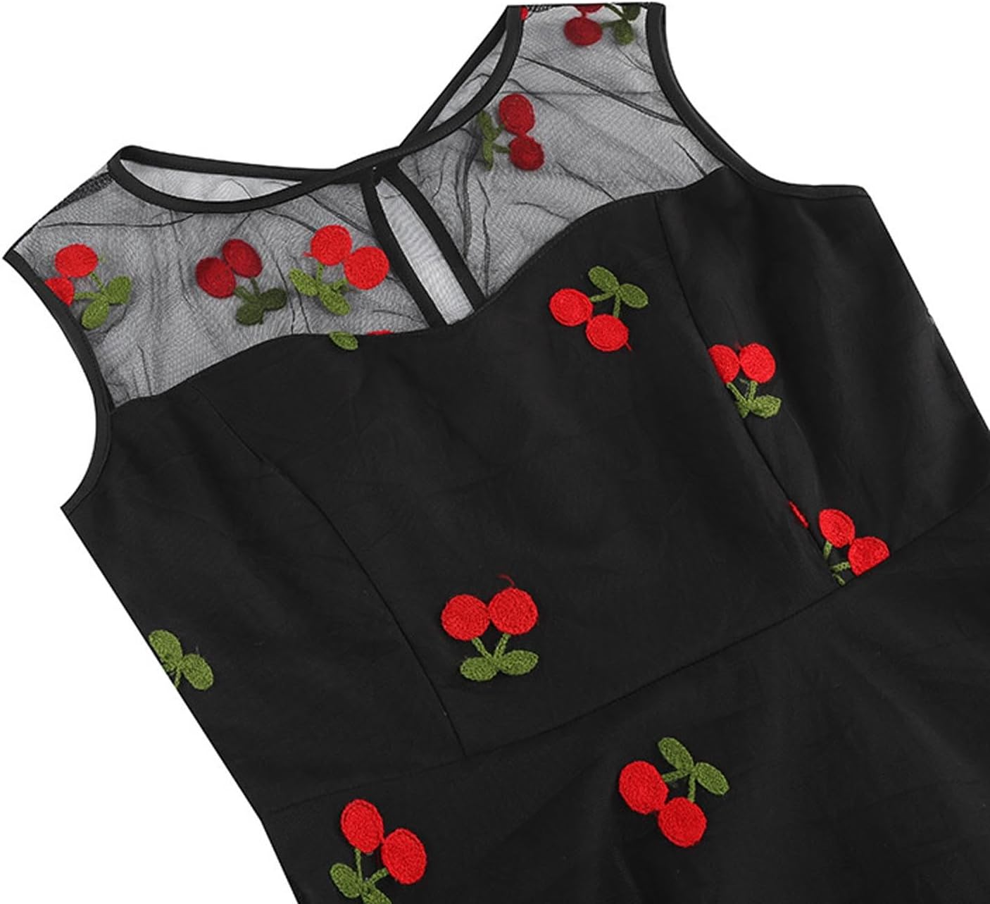 HGps8w Vintage Cocktail Dress for Women, Elegant Butterfly Embroidered Lace V Neck Sleeveless A-Line Party Swing Dresses