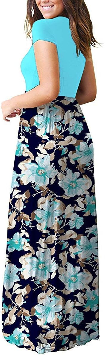 AUSELILY Women's Short Sleeve Loose Plain Casual Long Maxi Dresses for Women 2025