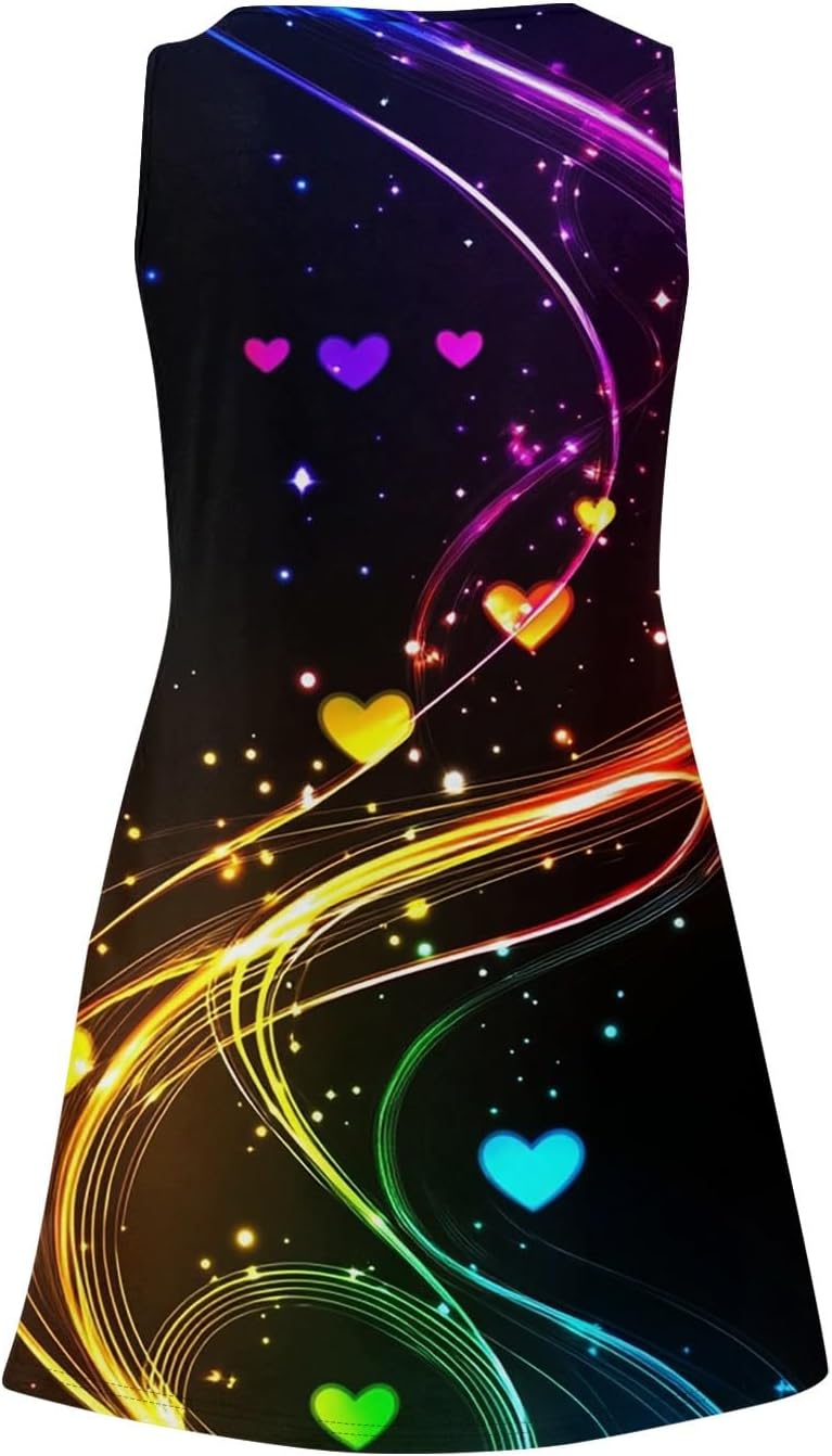 Women's Casual Sundress with Pockets Summer Boho Beach Dress,Holiday Hresses for Woment-Shirts Dress U Neck Loose Tank