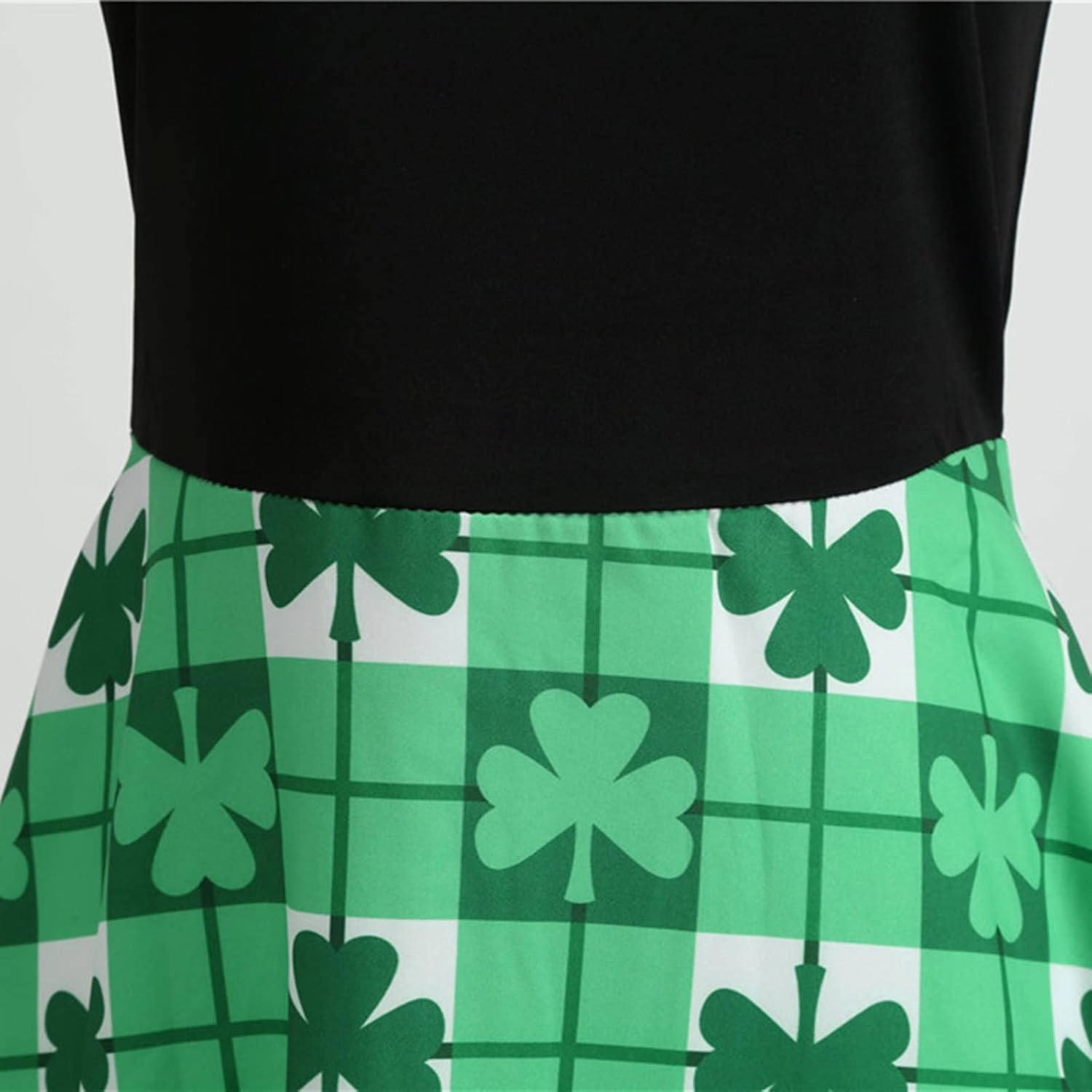 aihihe St Patricks Day Dress for Women A Line Pleated Hepburn Dress Lukcy Shamrock Print Irish Dress 2024 Vintage Dress