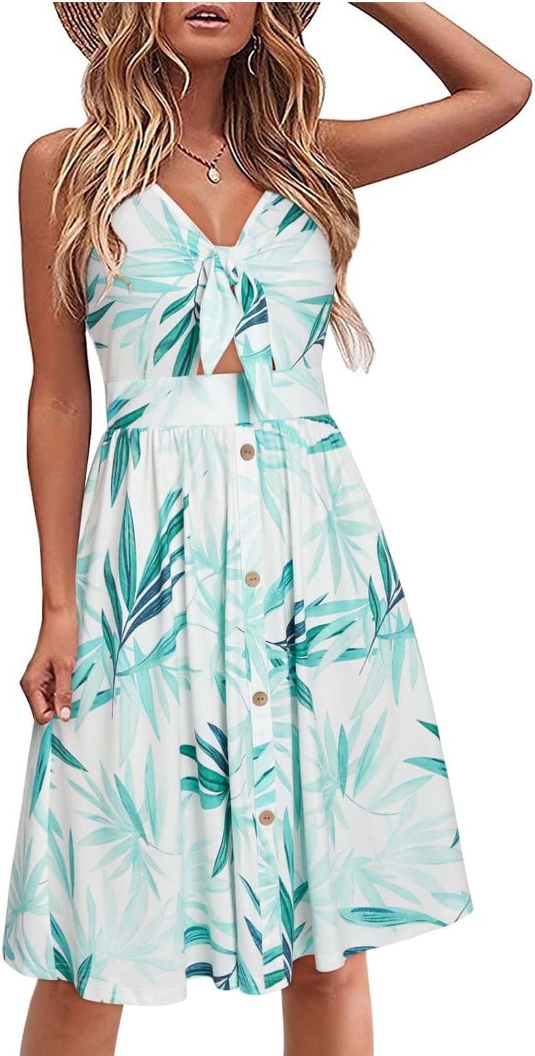 VOTEPRETTY Women's Summer Dresses Spring Sundresses Beach Clothes Outfit Vacation 2024 V Neck Casual Tropical Resort Hawaiian