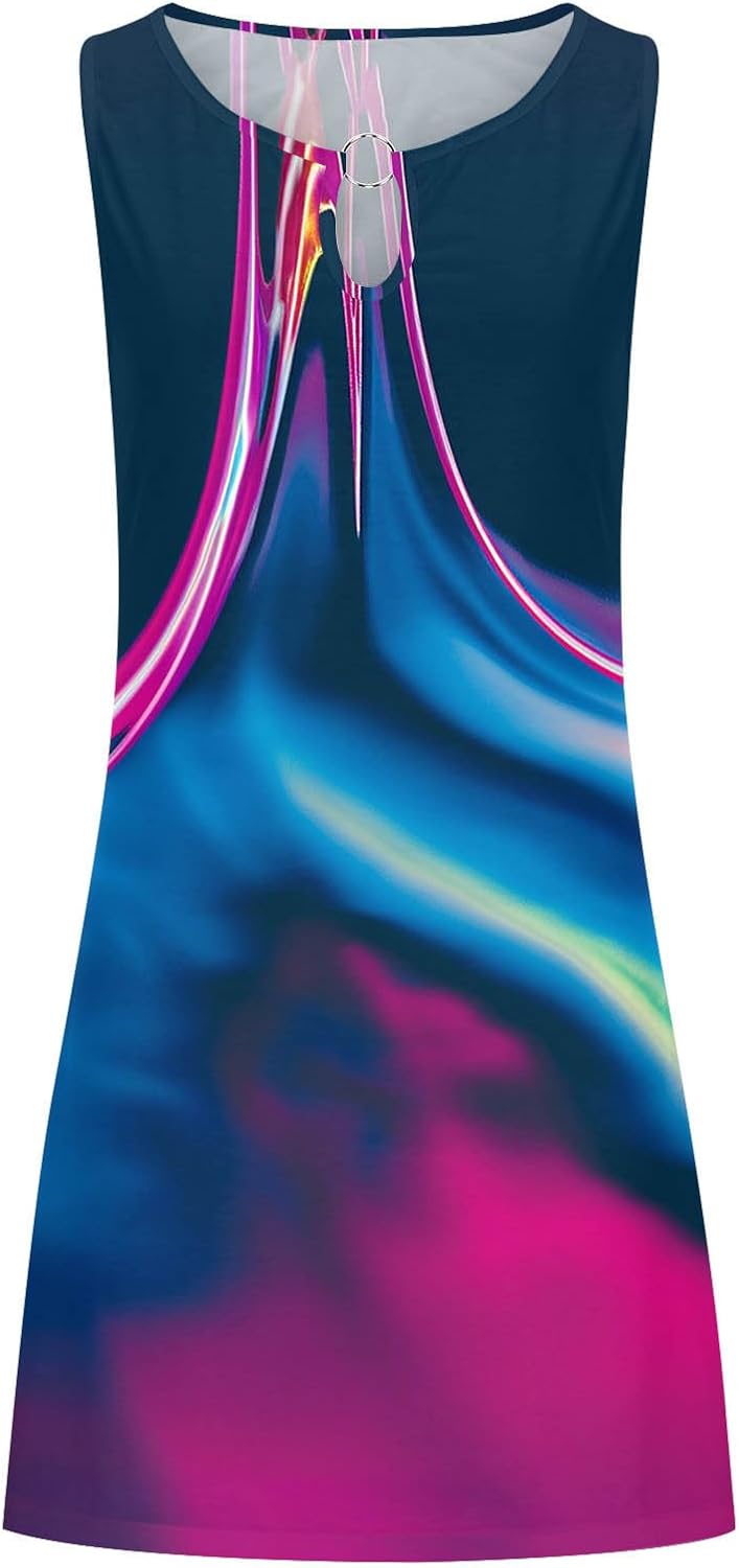 Summer Dresses for Women 2024 Casual Sleeveless Tank Dress Vintage Floral Print a-Line Beach Sundresses
