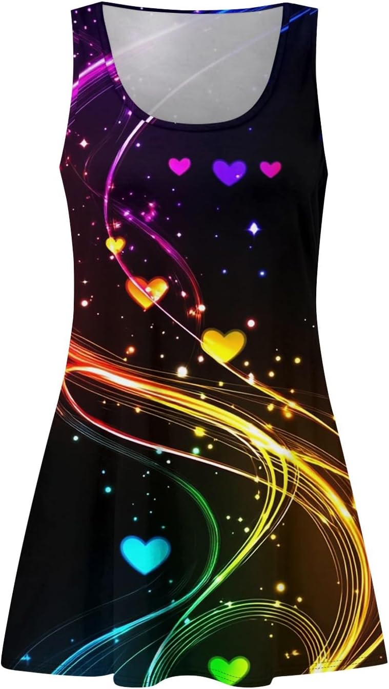 Women's Casual Sundress with Pockets Summer Boho Beach Dress,Holiday Hresses for Woment-Shirts Dress U Neck Loose Tank