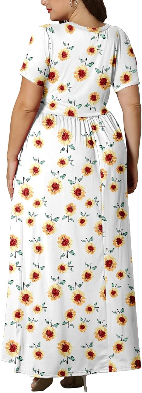 KARALIN Women’s Plus Size Maxi Dresses for Curvy Women Summer Casual Short Sleeve 2025 Long Dress 14W-26W