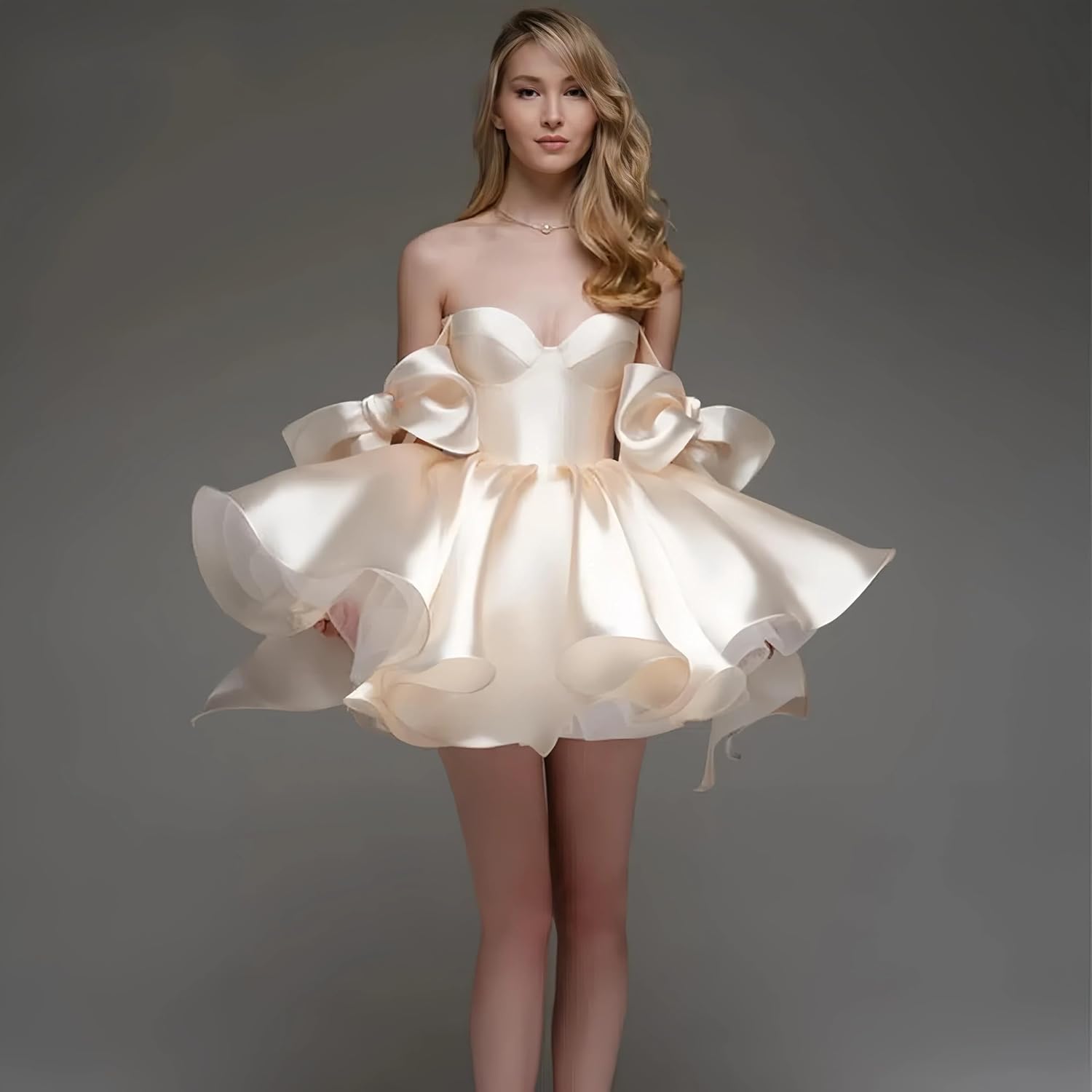 Short Graduation Dress Adjustable Bow Straps Mini Prom Gown Corset Back Birthday Dress for Women with Pockets