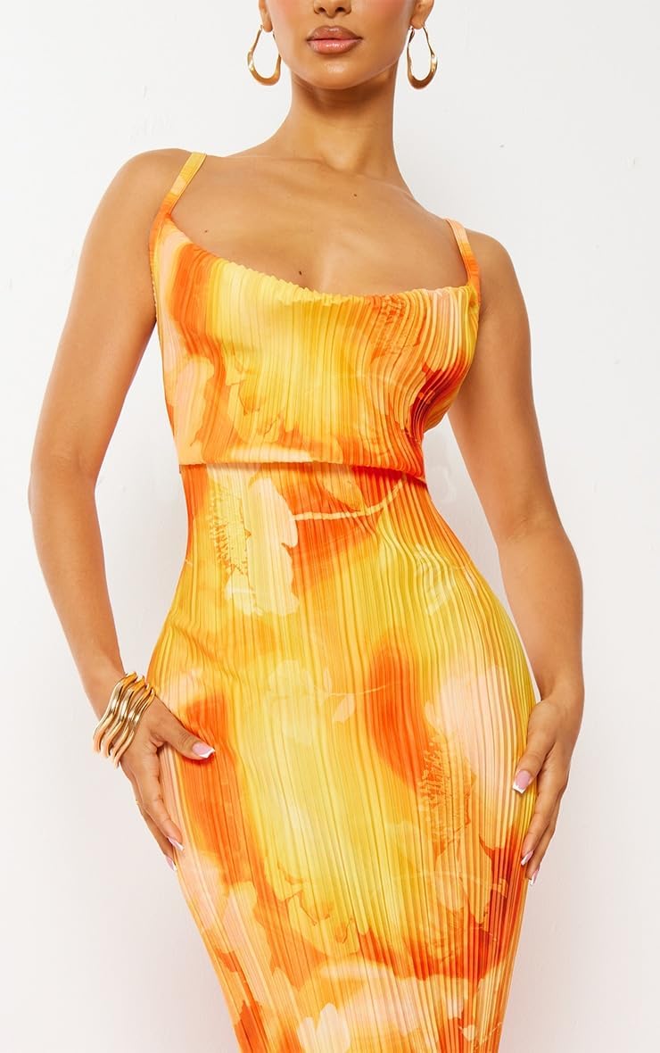 Cowl Neck Dress Sexy Strap Shoulder Pleated Maxi Dresses Summer Wedding Guest Dresses for Women