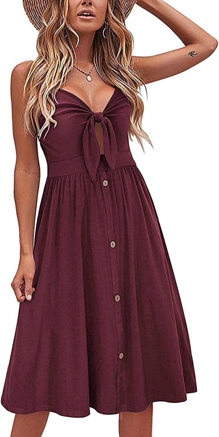 VOTEPRETTY Women's Summer Dresses Spring Sundresses Beach Clothes Outfit Vacation 2024 V Neck Casual Tropical Resort Hawaiian