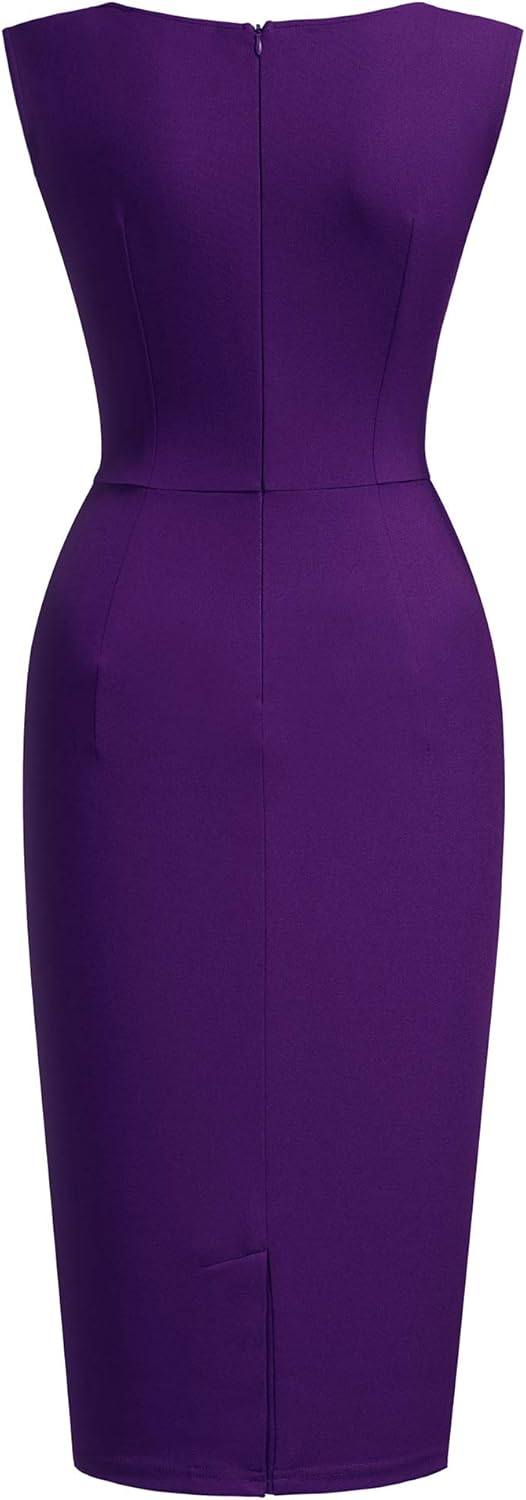 Miusol Women's Retro Ruffle Style Slim Work Pencil Dress