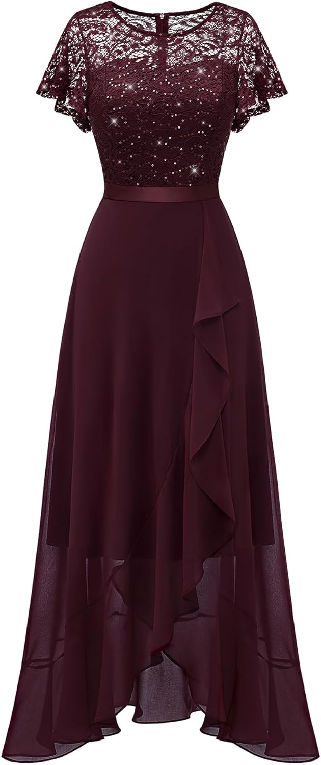 BeryLove Formal Dresses for Women 2025 Wedding Guest with Slit Cocktail Elegant Lace Long Prom Dress