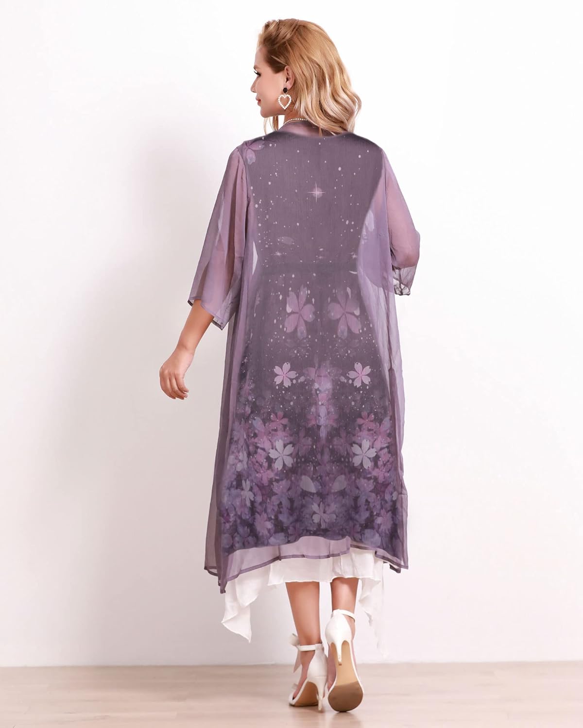 Honwenle Women's Linen Dress 2 Piece Outfit Floral Sleeveless Loose Maxi Summer Dresses with Jacket Formal Casual