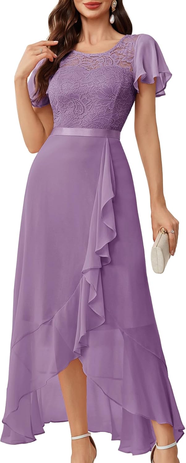 BeryLove Formal Dresses for Women 2025 Wedding Guest with Slit Cocktail Elegant Lace Long Prom Dress