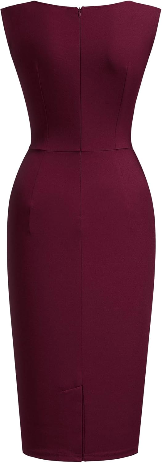 Miusol Women's Retro Ruffle Style Slim Work Pencil Dress