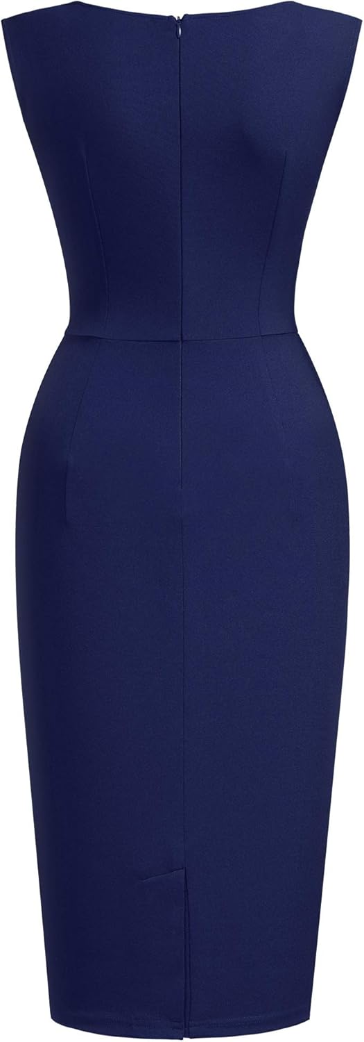 Miusol Women's Retro Ruffle Style Slim Work Pencil Dress