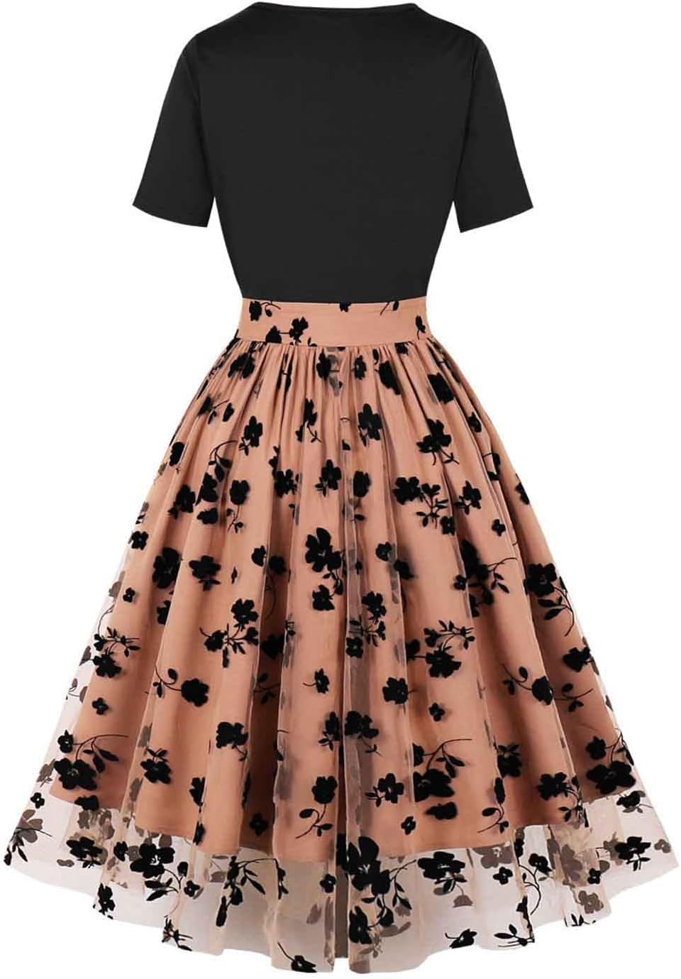 HGps8w Vintage Cocktail Dress for Women, Elegant Butterfly Embroidered Lace V Neck Sleeveless A-Line Party Swing Dresses