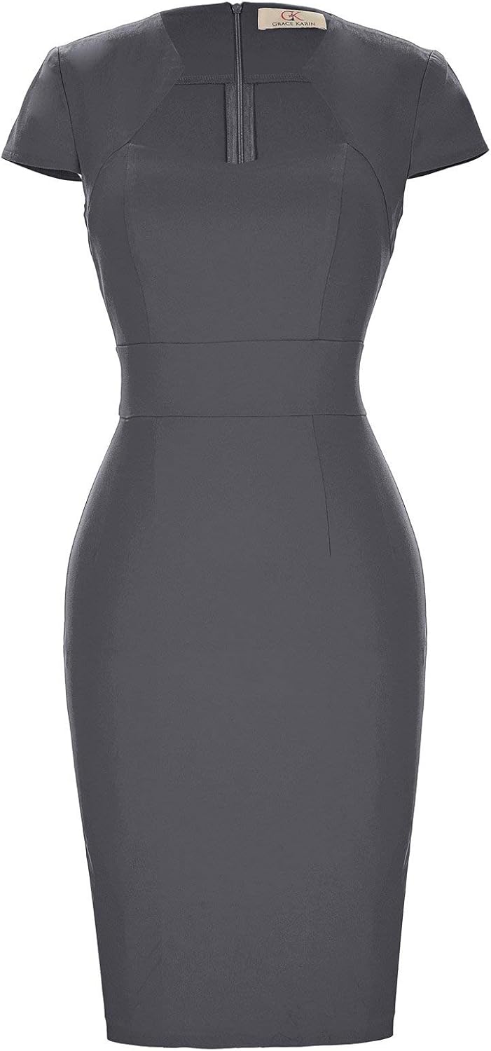 Grace Karin Womens 50s 60s Vintage Pencil Dress Bodycon Cap Sleeve Dress