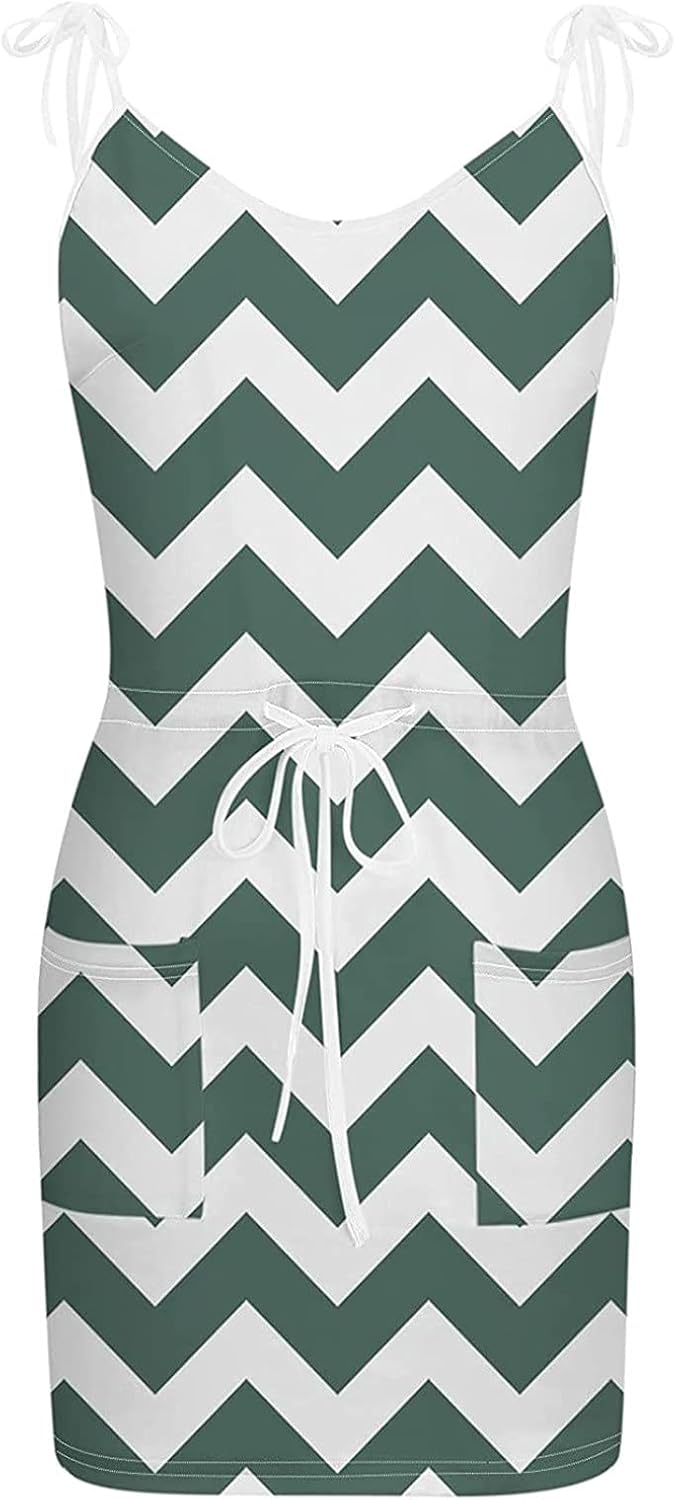 Women Summer Casual Striped Dress Drawstring Waist Tie Knot Mini Dresses Short Sleeve V Neck Tank Dress with Pocket