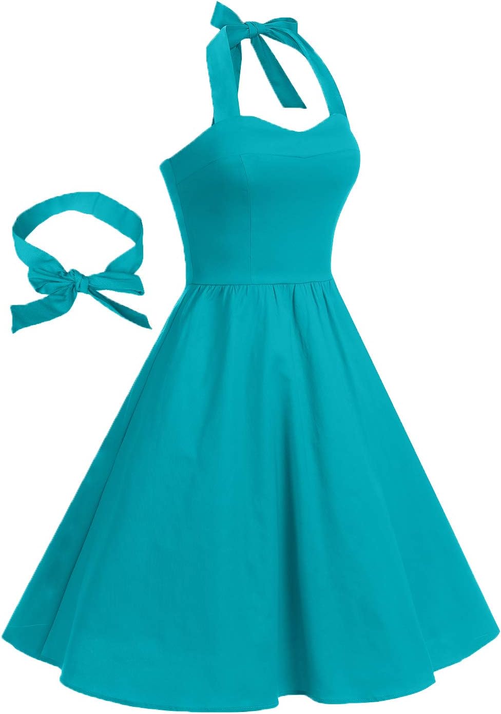 Topdress Women'sVintage Polka Audrey Dress 1950s Halter Retro Cocktail Dress