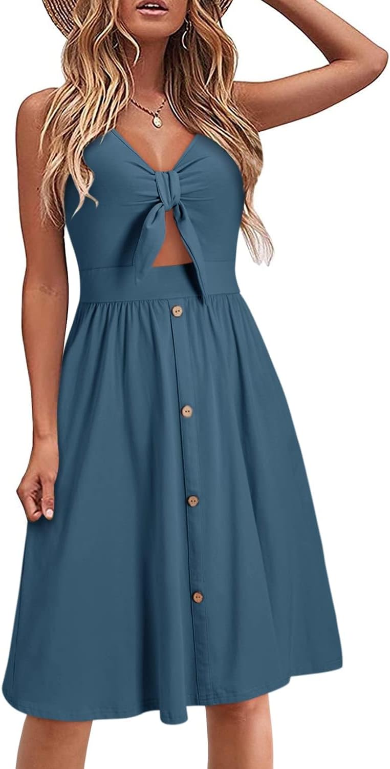 VOTEPRETTY Women's Summer Dresses Spring Sundresses Beach Clothes Outfit Vacation 2024 V Neck Casual Tropical Resort Hawaiian