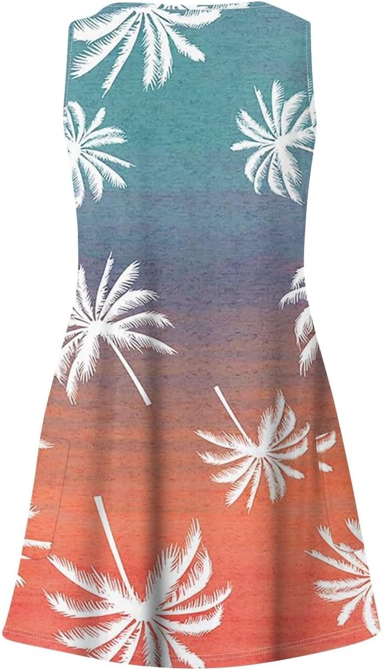 Women's Summer Dresses 2025 Beach Casual Sleeveless Floral Print Boho Tank Dress V Neck Ruffle Dresses