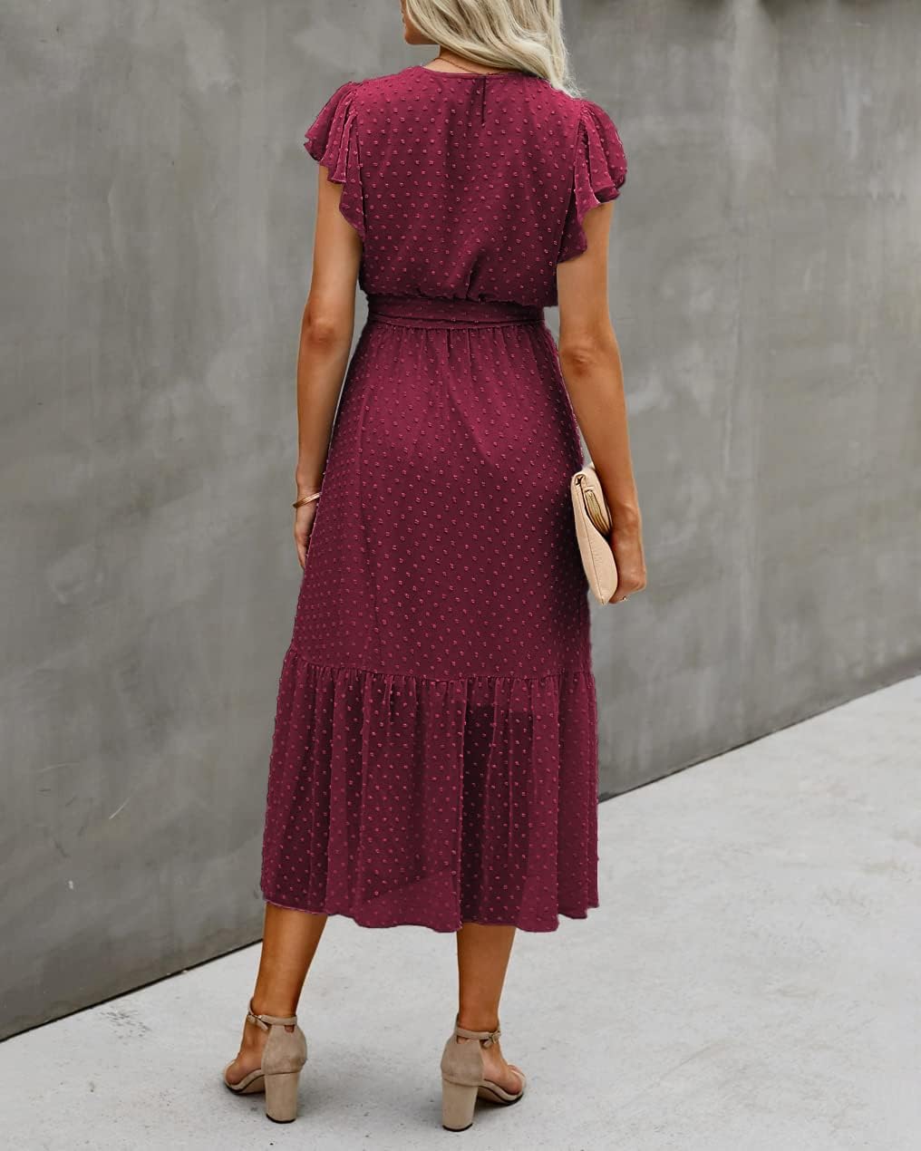 BTFBM Women Summer Bohemian Floral Casual Wrap V Neck Ruffle Cap Sleeveless Belt A-Line Pleated Hem Midi Sun Dress White