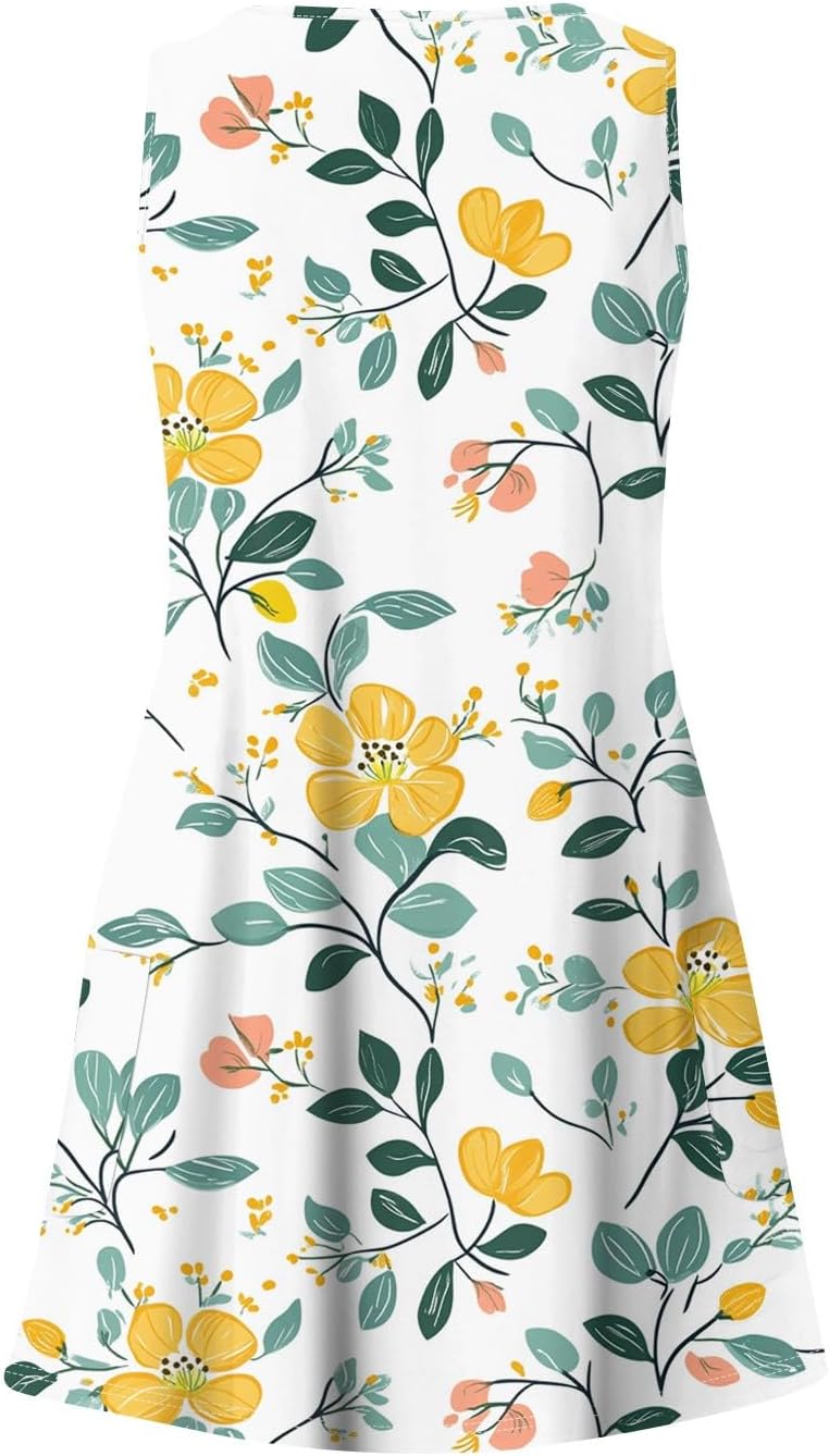NBXNZWF Women Summer Casual Dress 2025 Casual Loose Sleeveless V-Neck Sundresses A Line Tshirt Beach Dresses with Pockets
