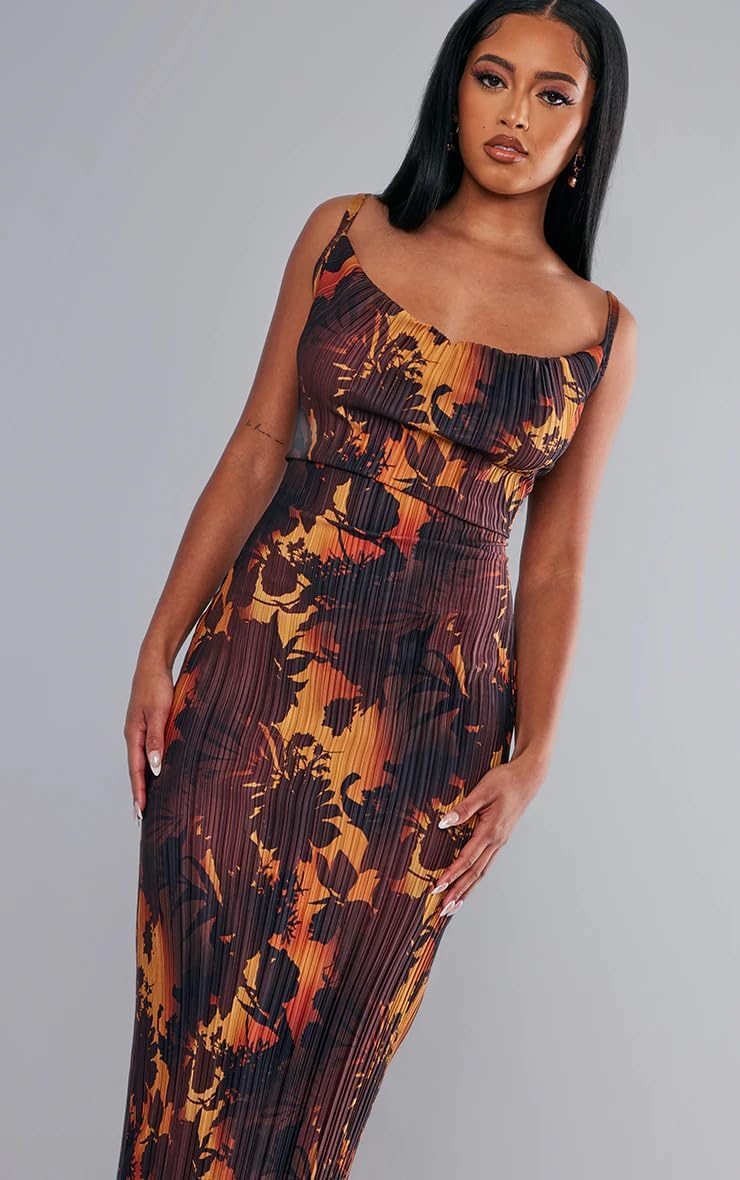 Cowl Neck Dress Sexy Strap Shoulder Pleated Maxi Dresses Summer Wedding Guest Dresses for Women