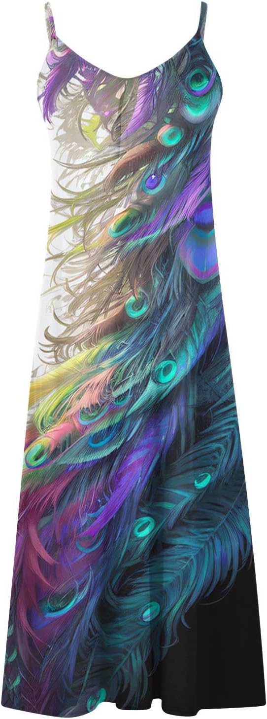 Womens Floral Maxi Dresses Spaghetti Strap Casual Summer Long Dress Vneck Flowy Boho Beach Sundress Vacation Outfits