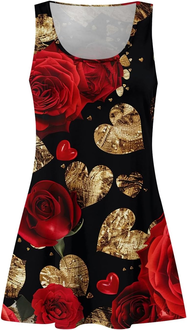 Women's Casual Sundress with Pockets Summer Boho Beach Dress,Holiday Hresses for Woment-Shirts Dress U Neck Loose Tank