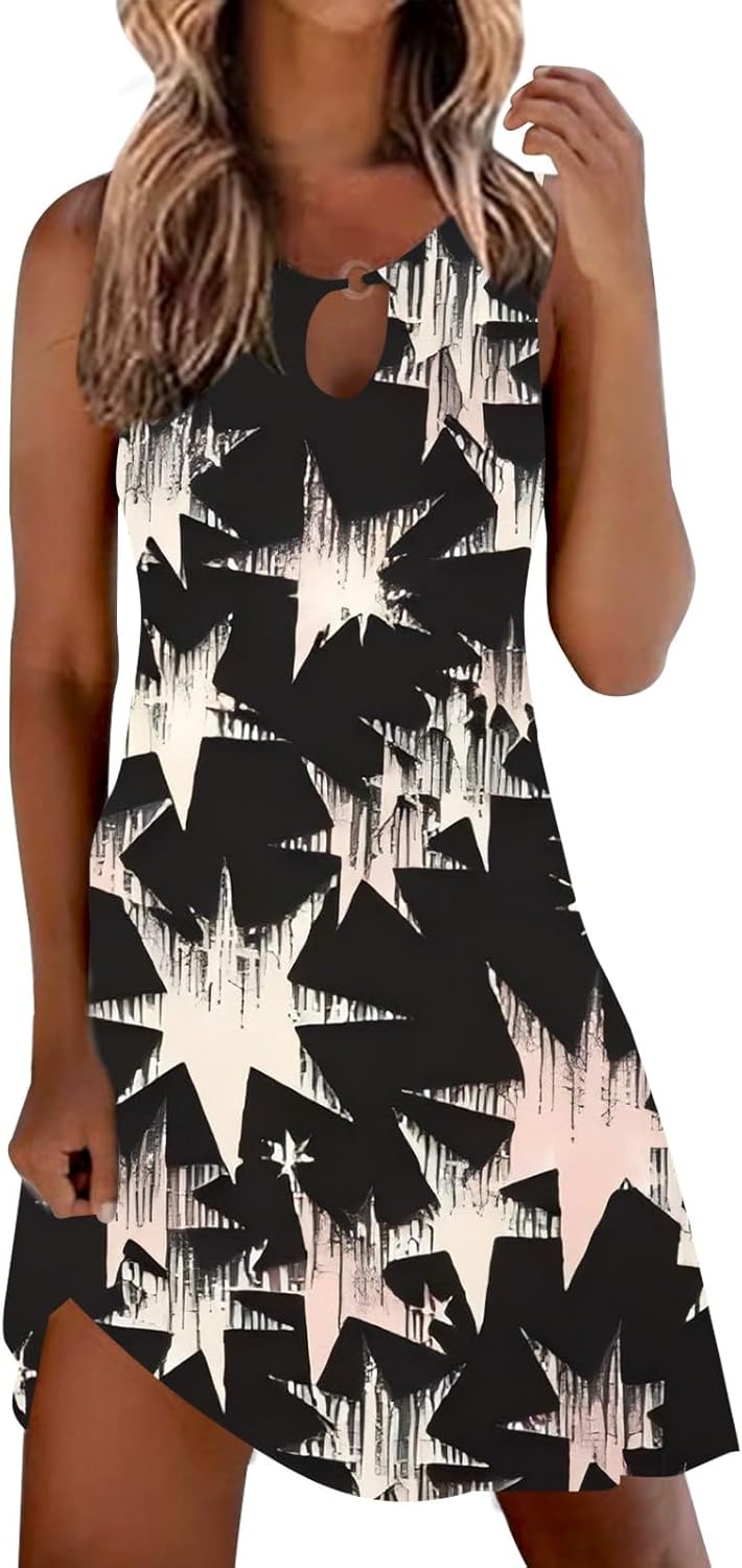 Summer Dresses for Women 2025 Vacation Beach Casual Vintage Midi Sundresses Sexy Sleeveless V Neck Boho Tank Dress