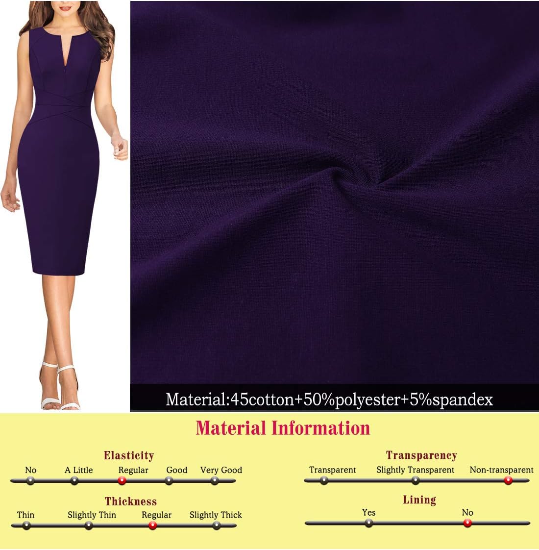 VFSHOW Womens Elegant Slim Front Zipper up Work Business Office Party Sheath Dress